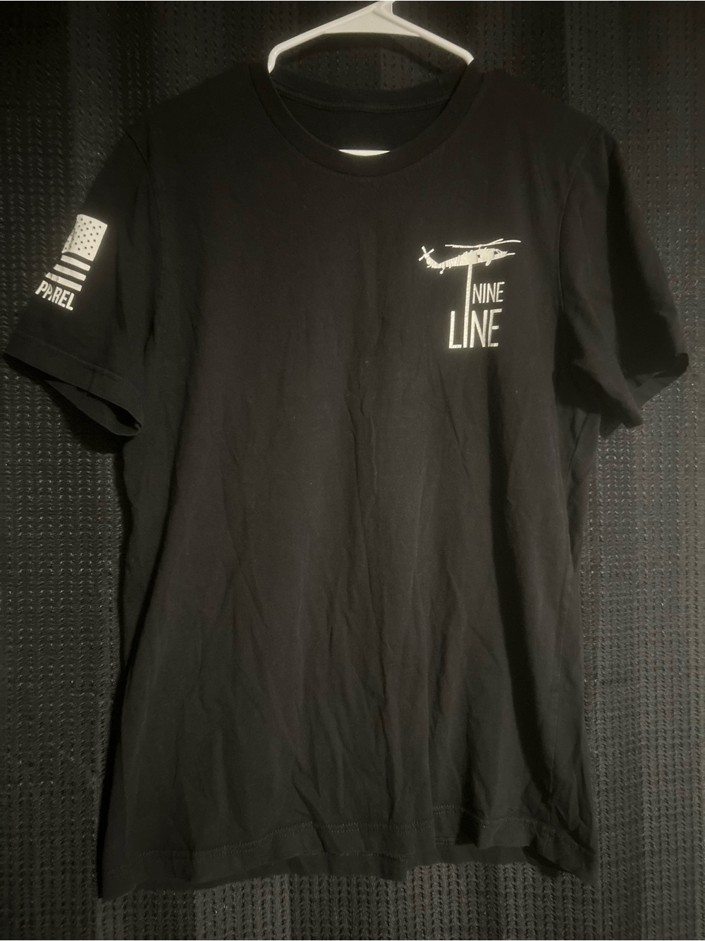 Nine Line Black Graphic Short Sleeve Tee with Helicopter Logo